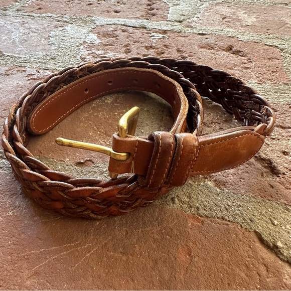 Vintage Coach Men's British Tan 3850 Braided Woven Leather Belt size 36 90cm - Picture 1 of 15